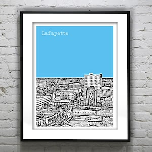Lafayette Skyline Poster Art Print Downtown Louisiana LA Item T4251