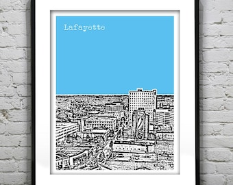 Lafayette Skyline Poster Art Print Downtown Louisiana LA Item T4251