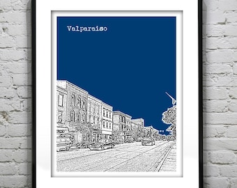 Valparaiso Skyline Poster Art Print Indiana IN Item T1154