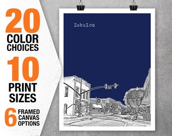 Zebulon North Carolina Skyline Poster Art Print NC Item T5361