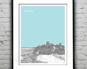 Tulum Mexico Skyline Poster Art Print Item T2915