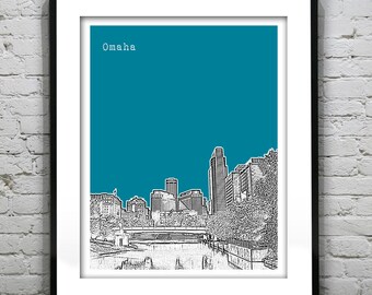 Omaha Nebraska Skyline Poster Art Print Downtown NB  Item T1343