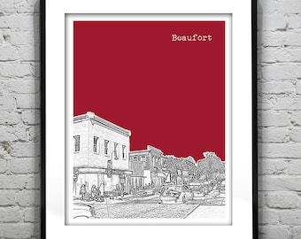 Beaufort South Carolina Poster Art Print Skyline SC Item T4540