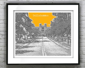 Tallahassee Florida City Skyline Poster Art Print Florida Landscape Version 2