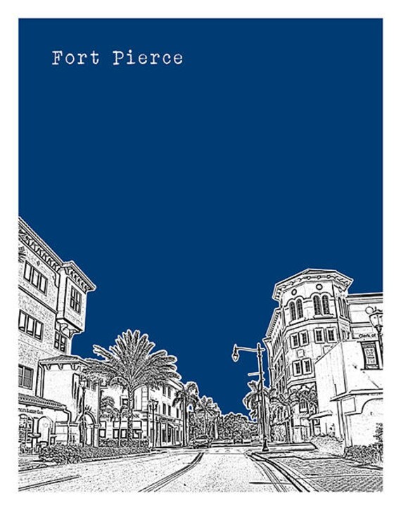 Fort Pierce Skyline Poster Art Print Florida FL Item T1038 - Etsy