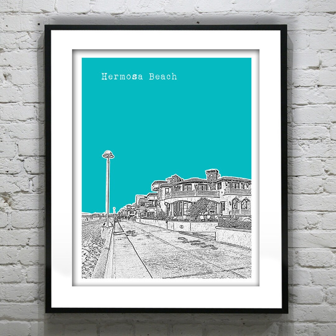 Hermosa Beach CA Skyline Poster Art Print California Ca Item T3080 - Etsy