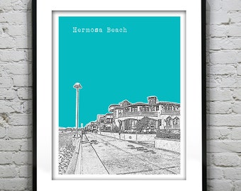 Hermosa Beach CA Skyline Poster Art Print California Ca Item T3080