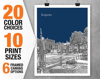 Eugene Oregon Skyline Poster Art Print Oregon OR Item T5561