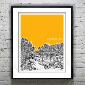 Farmington CT Skyline Poster Print Art Connecticut Version 2