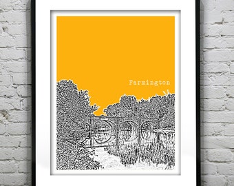 Farmington CT Skyline Poster Print Art Connecticut Version 2