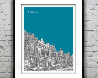 Winona Minnesota Poster Art Skyline Print MN