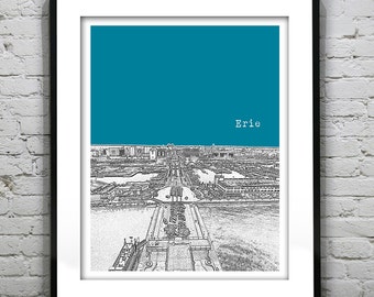 Erie PA Poster Print Art Pennsylvania PA Skyline Item T2455