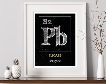 Periodic Table Lead Poster Art Print Periodic Table of Elements Pb 82
