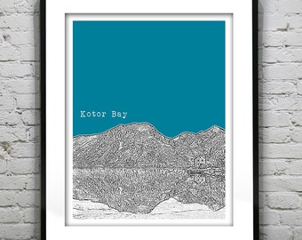 Kotor Bay Montenegro Poster Art Print Skyline Item T5461