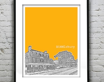 Middlebury Vermont Skyline Poster Print VT