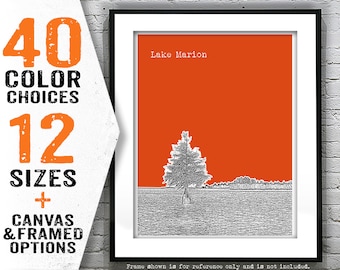 Lake Marion South Carolina Skyline Poster Art Print  Item T4632