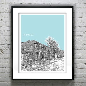 Roswell Georgia Skyline Art Print Poster Item T4466