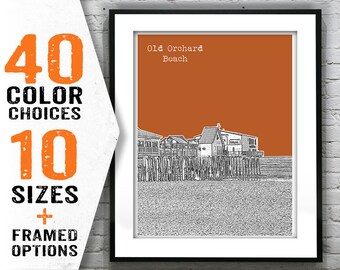 Old Orchard Beach Skyline Poster Art Print Maine ME Item T1735