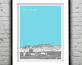 Las Cruces New Mexico Skyline Art Print Poster NM Item S5017