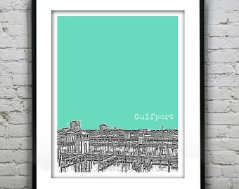 Gulfport Mississippi Poster Art Print Skyline MS Version 1
