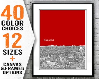 Karachi Pakistan Poster Art Print Skyline Item T3012