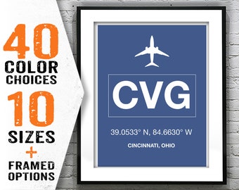 CVG Cincinnati Ohio International Airport Aviation Poster Art Print Item T1997