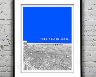 Fort Walton Beach Skyline Poster Art Print Florida FL Item S5022