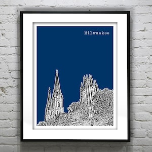Milwaukee Wisconsin Skyline Poster Print WI Item T4323