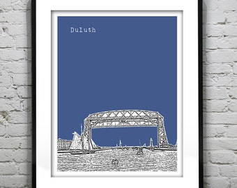 Duluth Minnesota Poster Art Skyline Print MN Version 3