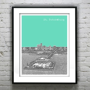 St. Petersburg Florida Skyline Poster Art Print Pier FL Item T1241