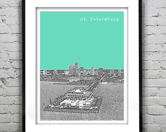 St. Petersburg Florida Skyline Poster Art Print Pier FL Item T1241