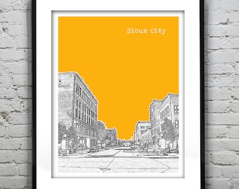 Sioux City Poster Art Skyline Print Iowa IA Item T4592