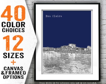 Eau Claire Wisconsin Poster Print Art Skyline Item T5157
