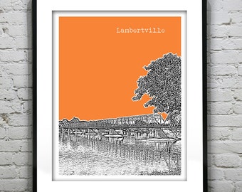 Lambertville Skyline Poster Art Print New Jersey NJ