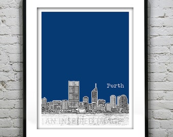 Perth Australia Skyline Poster Print Art Item T3042