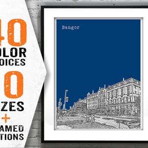 Bangor Northern Ireland Poster Art Print Skyline Northern Ireland Item T1394