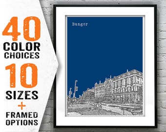 Bangor Northern Ireland Poster Art Print Skyline Northern Ireland Item T1394