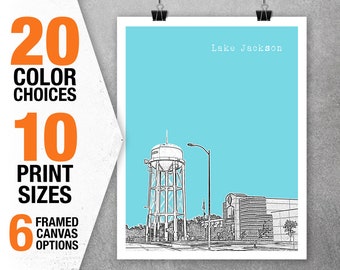 Lake Jackson Texas Skyline Poster Art Print TX Item T5394