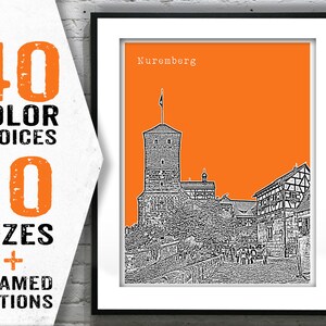 Nuremburg Germany Poster Art  Skyline Print Europe Item T1639