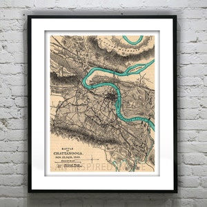 Chattanooga Tennessee Poster Art Print Old Vintage Map Item T2710