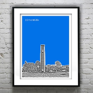 Riverside California Skyline Poster Print Art Carillton Bell Tower CA Item T4484