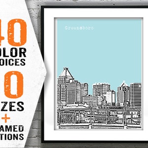 Greensboro North Carolina Skyline Poster Art Print Item T1777