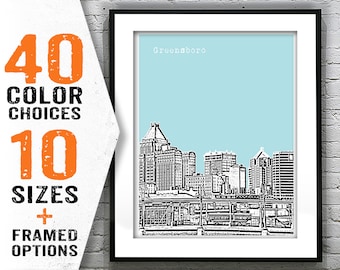 Greensboro North Carolina Skyline Poster Art Print Item T1777