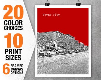 Boyne City Michigan Skyline Poster City Art Print MI Item T5560