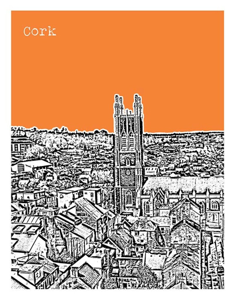 Cork Ireland Poster Print Skyline Travel Art the Republic of Etsy