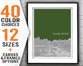 Forest Hills Queens New York Skyline Art Print Poster NY Item T2909