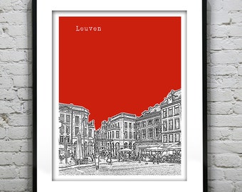 Leuven Belgium Poster Art Print Skyline Item T4156