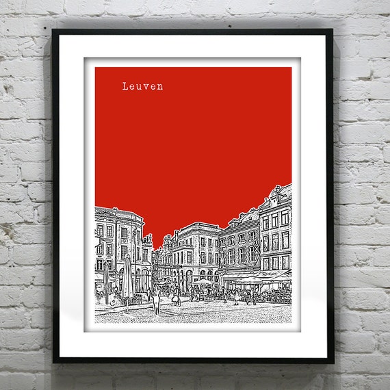 Leuven Belgium Poster Art Print Skyline Item T4156 Etsy
