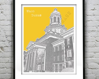Waco Texas Skyline Poster Art Print TX Item T4039