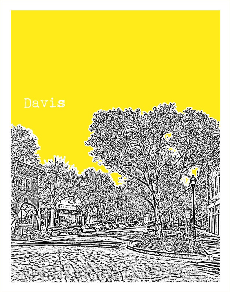 Davis California Poster Art Skyline Print Item T1264 Etsy